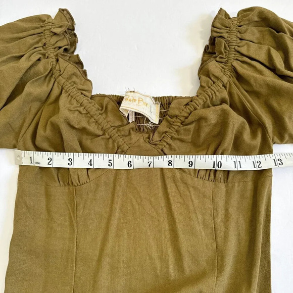 Jen's Pirate Booty Night Bird Mini Smocked Green Linen Blend Dress Size XS - Picture 9 of 10